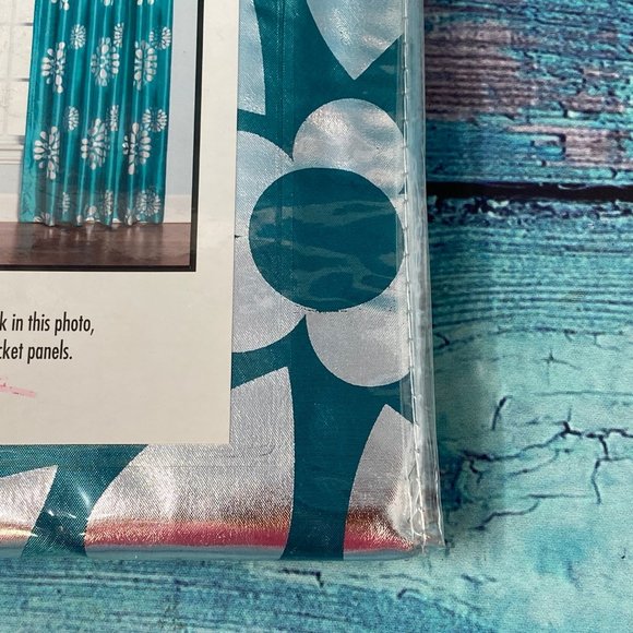 Zazzle Rod Pocket Window Curtain Panel in Aqua - Picture 6 of 6